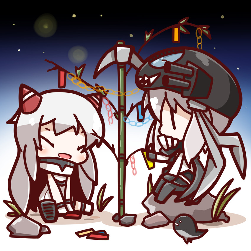 wo-class aircraft carrier, i-class destroyer, airfield princess, and kuchiku i-kyuu (kantai collection) drawn by nuu_(nu-nyu)