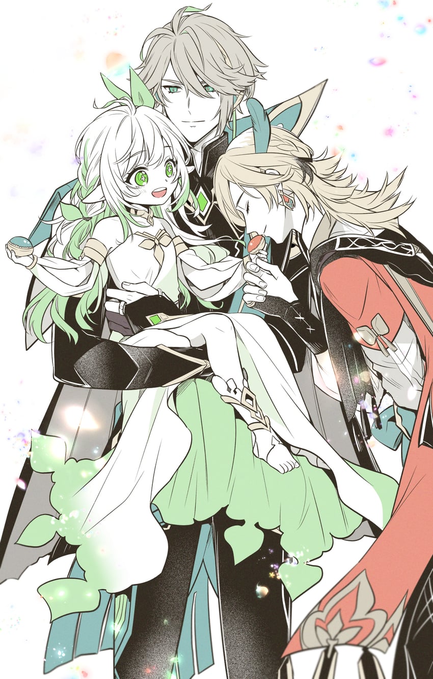 alhaitham, kaveh, and rukkhadevata (genshin impact) drawn by tanuki_nishi