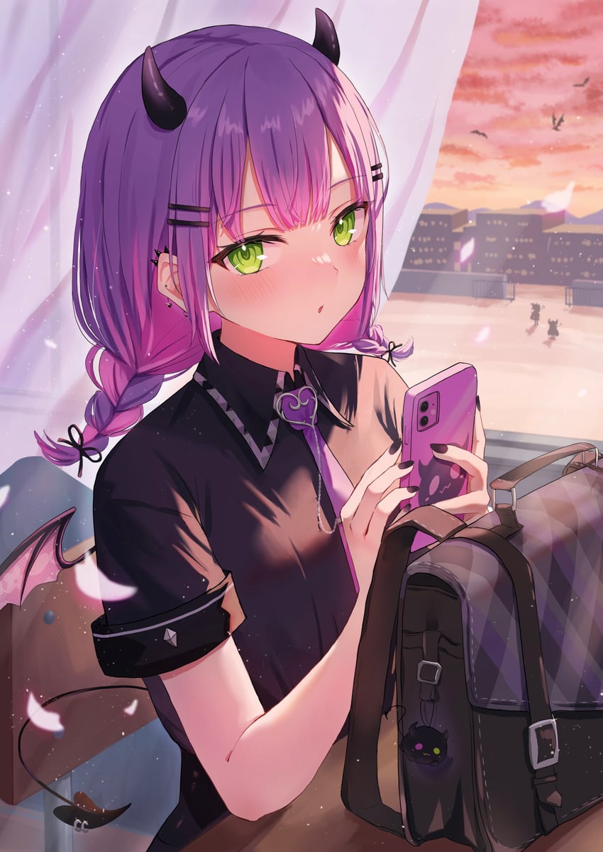 tokoyami towa and bibi (hololive) drawn by mei_am0