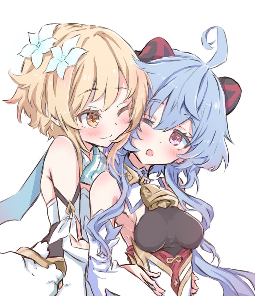 ganyu and lumine (genshin impact) drawn by nwon'yo_pasun