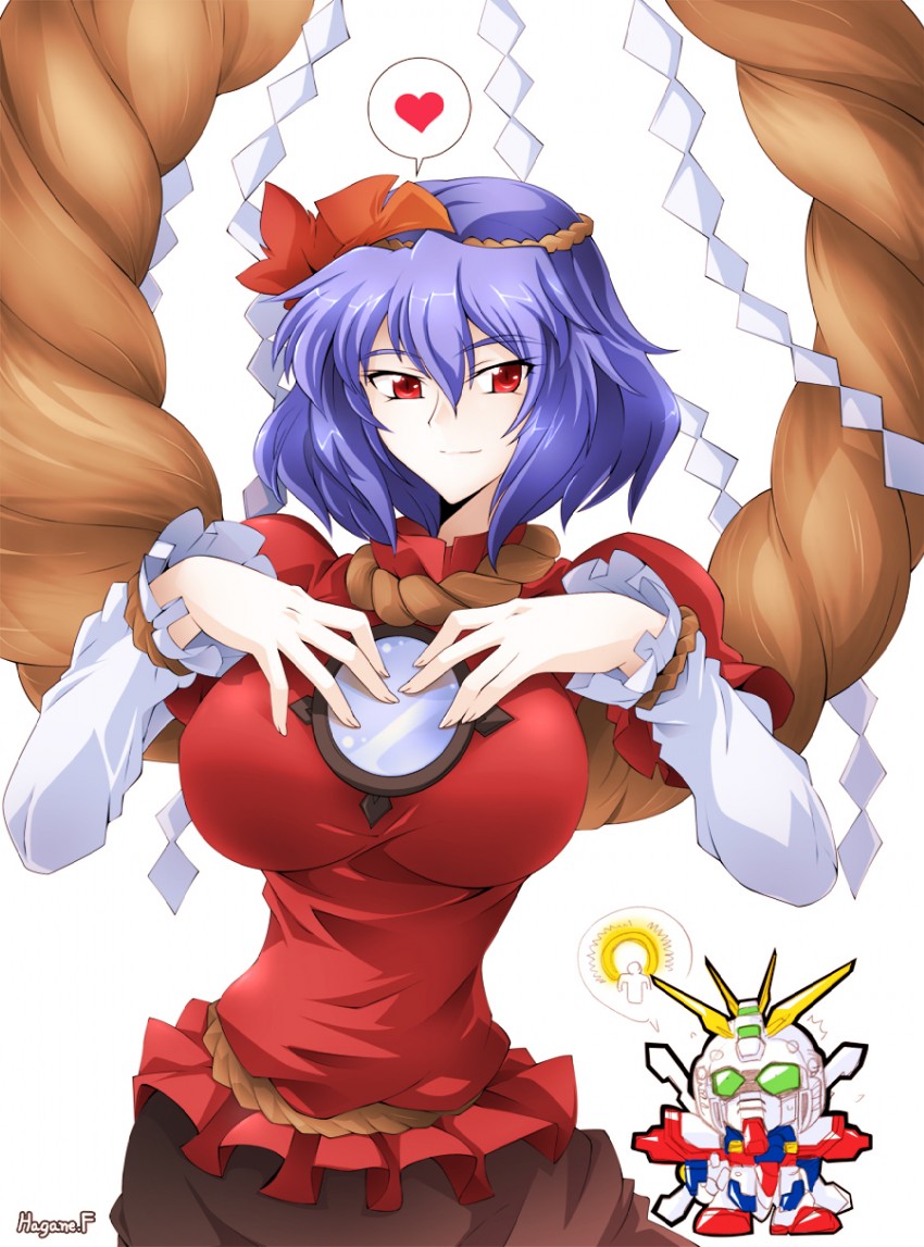 yasaka kanako and god gundam (touhou and 2 more) drawn by haganef