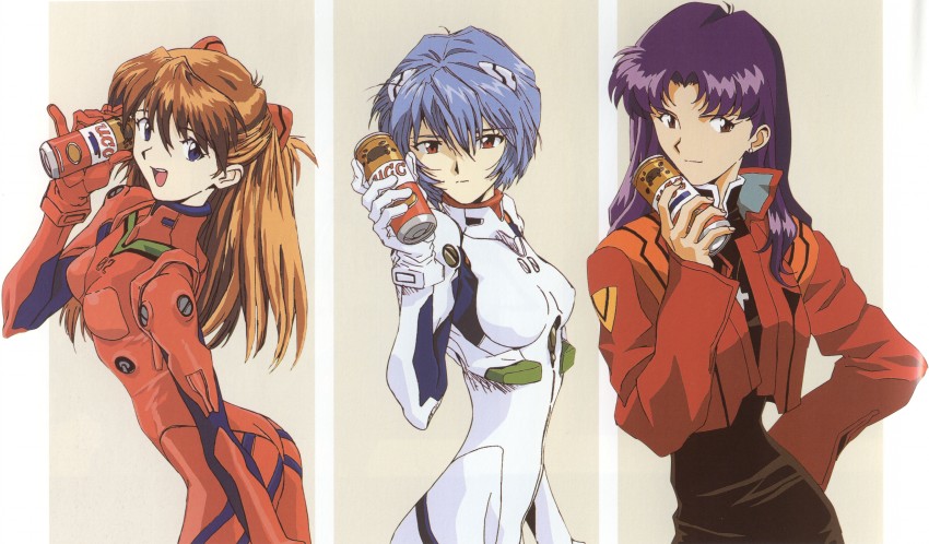 souryuu asuka langley, ayanami rei, and katsuragi misato (neon genesis evangelion)