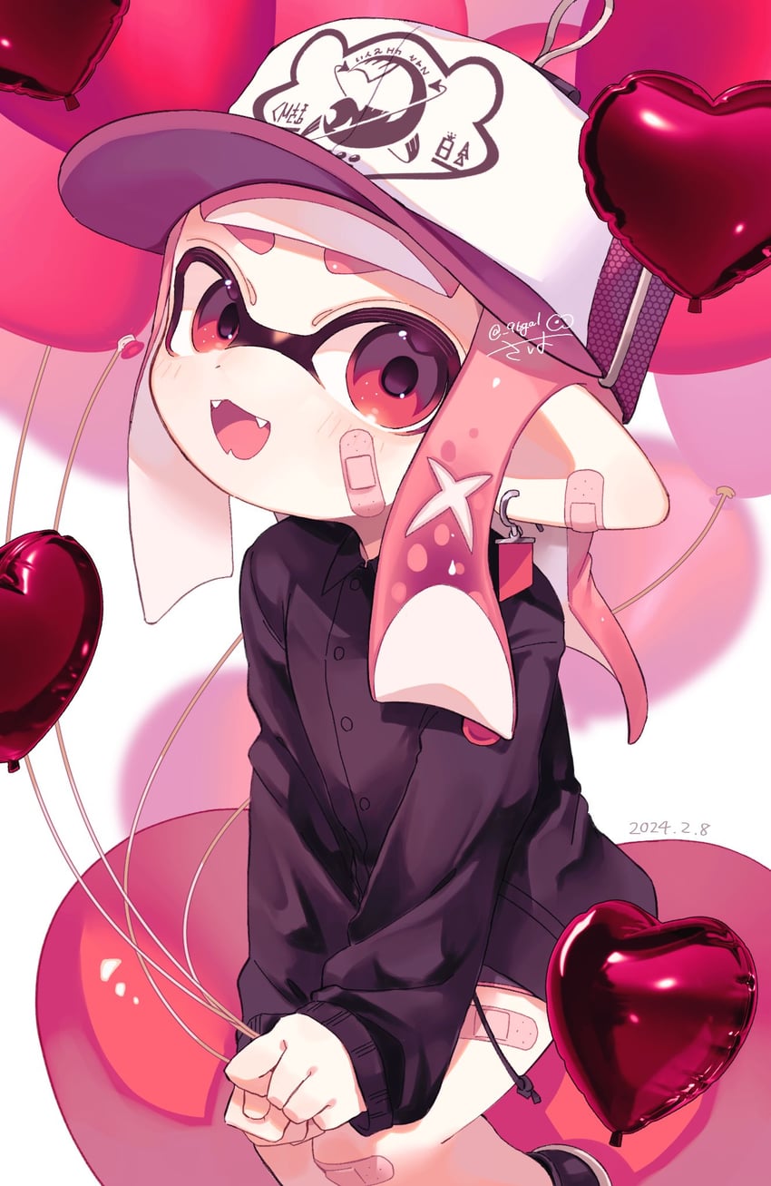 inkling player character and inkling girl (splatoon) drawn by sabata_saba