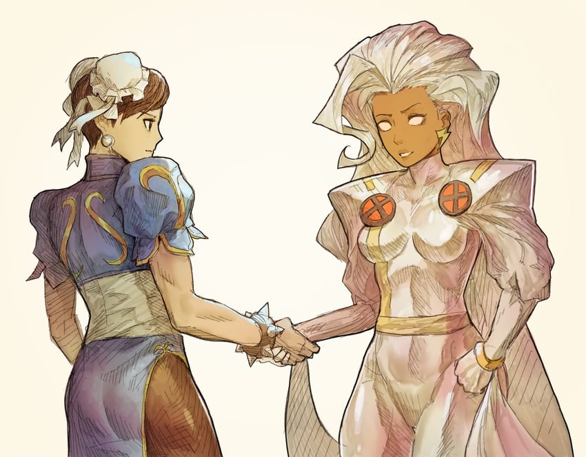 chun-li and storm (street fighter and 5 more) drawn by subakeye