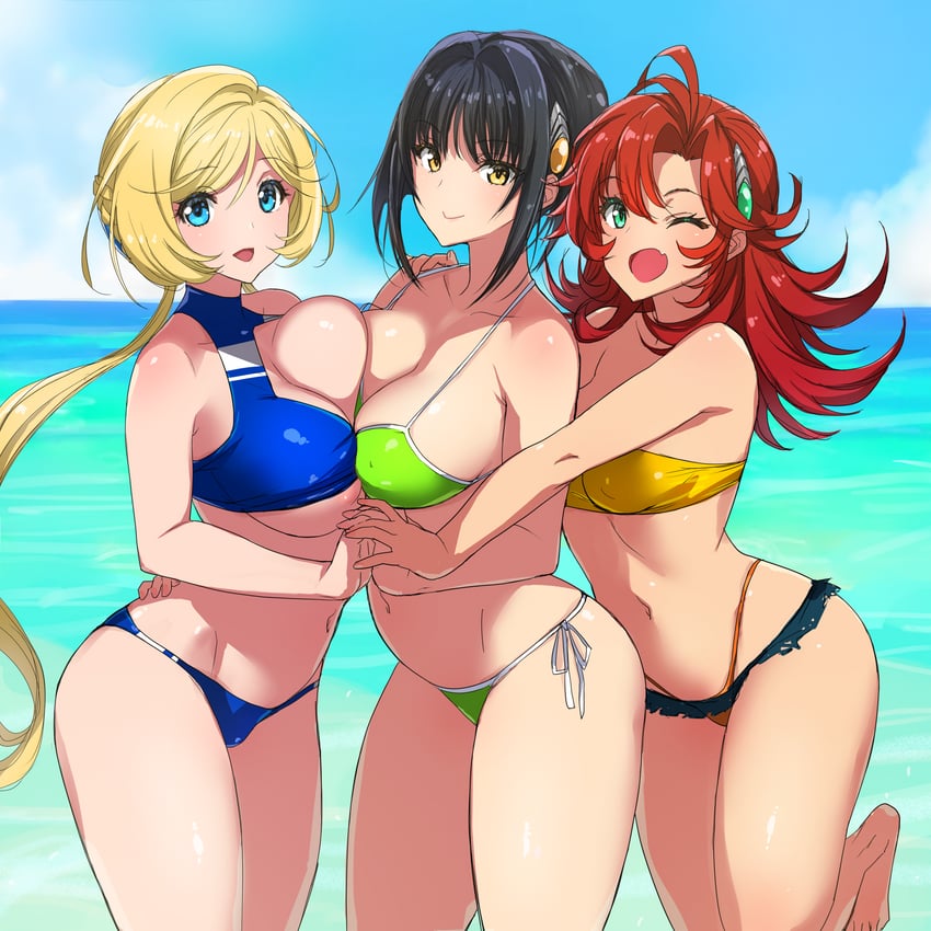 katia grineal, melua melna meia, and festenia muse (super robot wars and 3 more) drawn by poin_(hidsuki) and shirakawa_(whitemist)