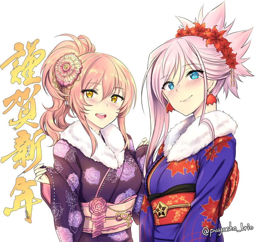 miyamoto musashi and jougasaki mika (fate and 3 more) drawn by puyocha