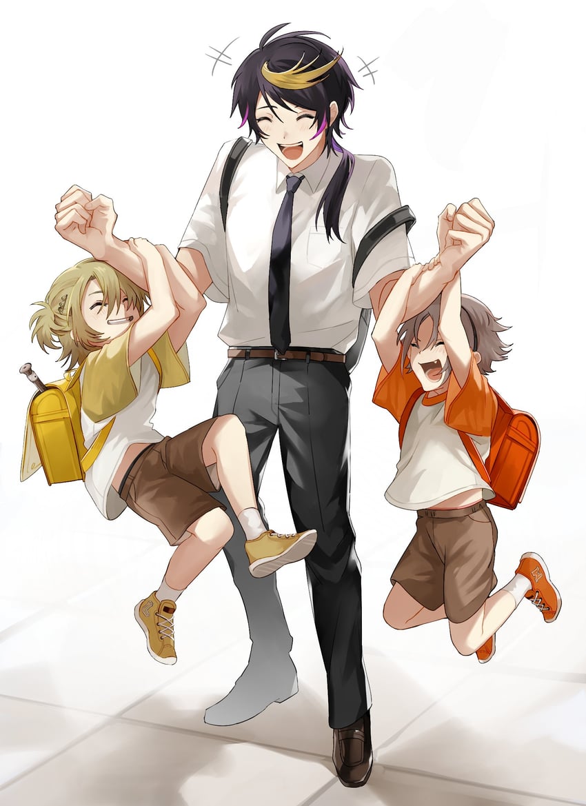 luca kaneshiro, shu yamino, and mysta rias (nijisanji and 1 more) drawn by curry_ytd
