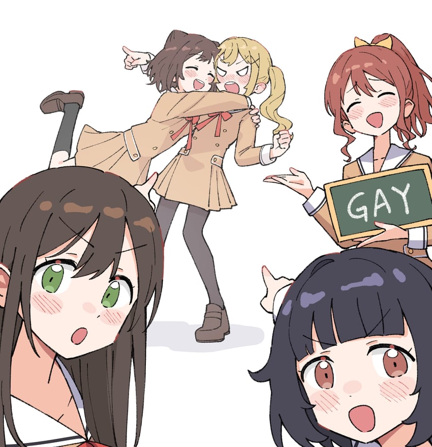 ichigaya arisa, toyama kasumi, hanazono tae, yamabuki saya, and ushigome rimi (bang dream!) drawn by yeeee_chen