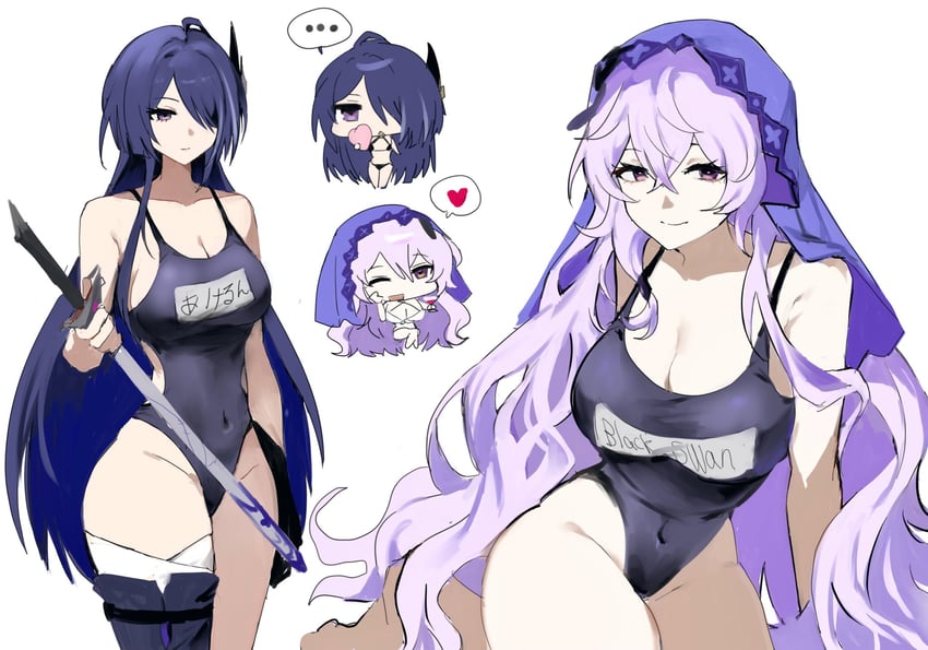 acheron and black swan (honkai and 1 more) drawn by hsk10107