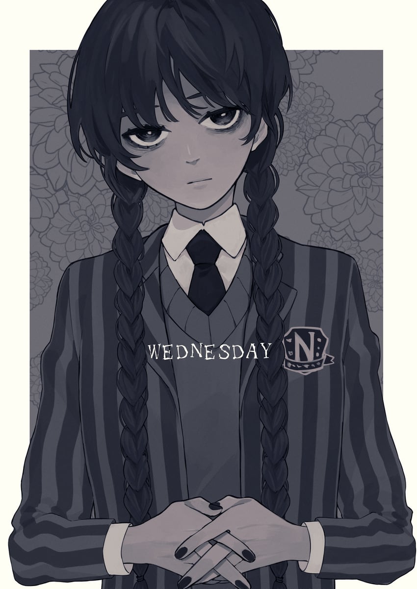 wednesday addams (addams family and 1 more) drawn by arata_(user_jjxc7843)