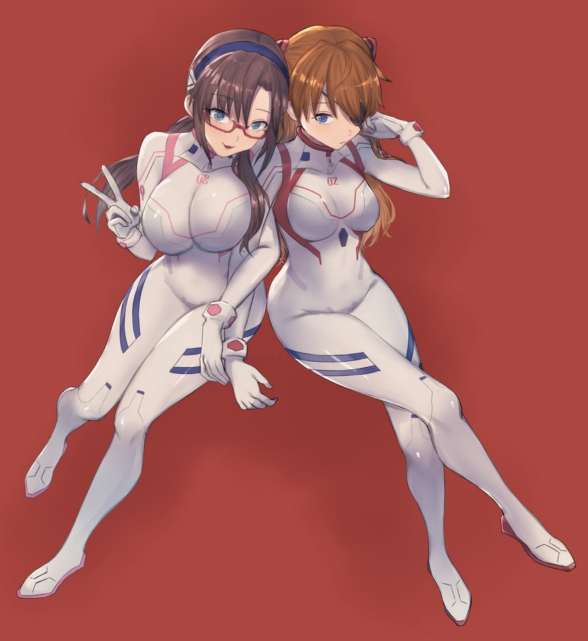 souryuu asuka langley and makinami mari illustrious (neon genesis evangelion and 2 more) drawn by moshoko_(mizuneroku)