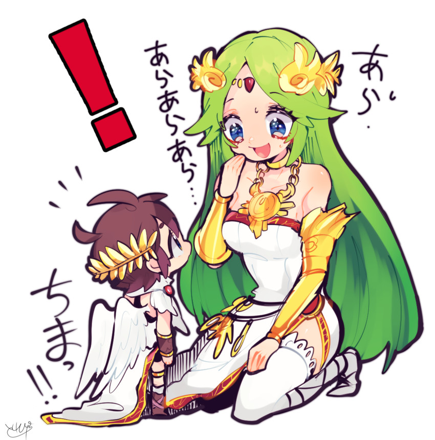 palutena and pit (kid icarus and 1 more) drawn by repikinoko
