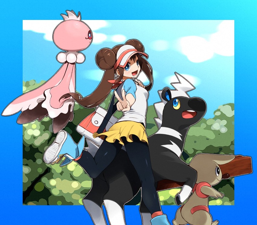 rosa, frillish, blitzle, and timburr (pokemon and 1 more) drawn by agemono