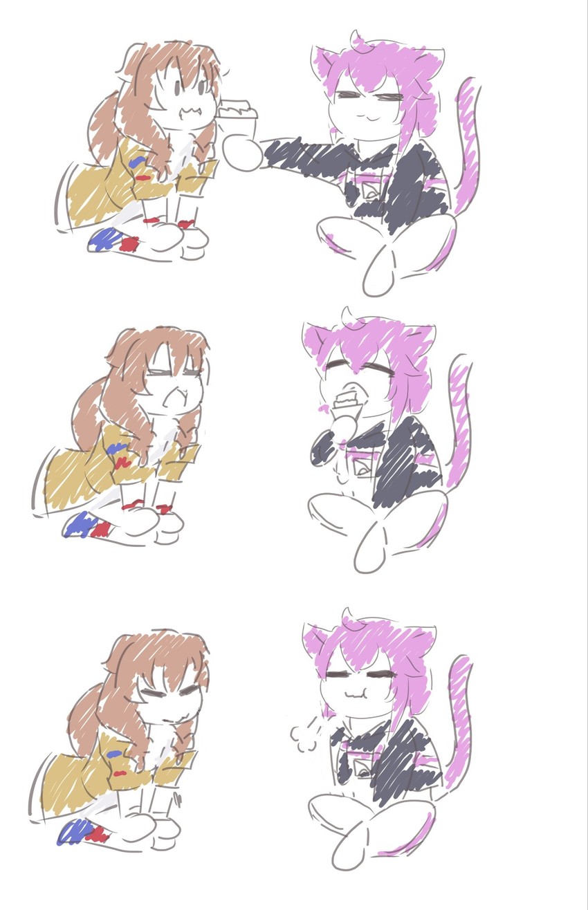nekomata okayu and inugami korone (hololive) drawn by soranokyouga