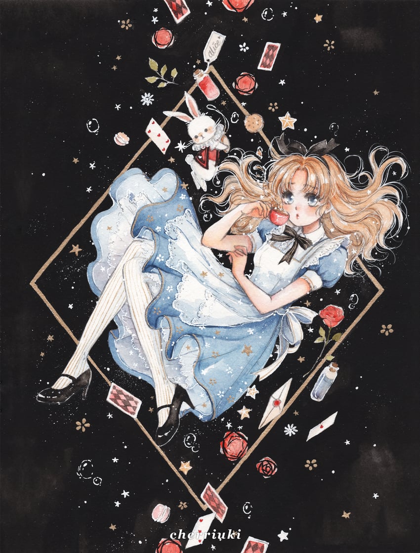 alice and white rabbit (alice's adventures in wonderland) drawn by cherriuki