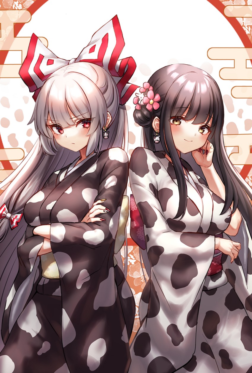 fujiwara no mokou and houraisan kaguya (touhou) drawn by waramori_fuzuka