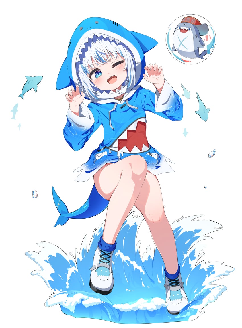 gawr gura (hololive and 1 more) drawn by mannack