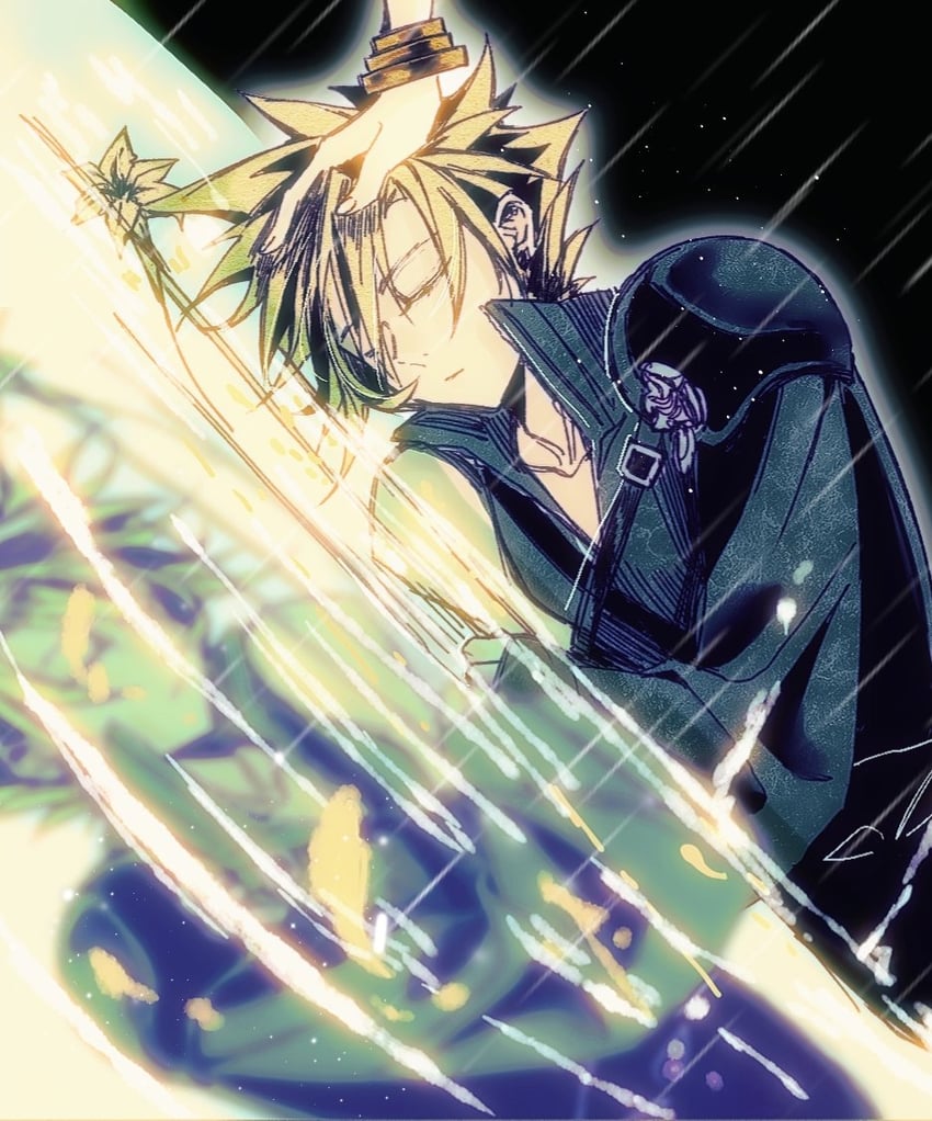 cloud strife and aerith gainsborough (final fantasy and 2 more) drawn by zdax20001212