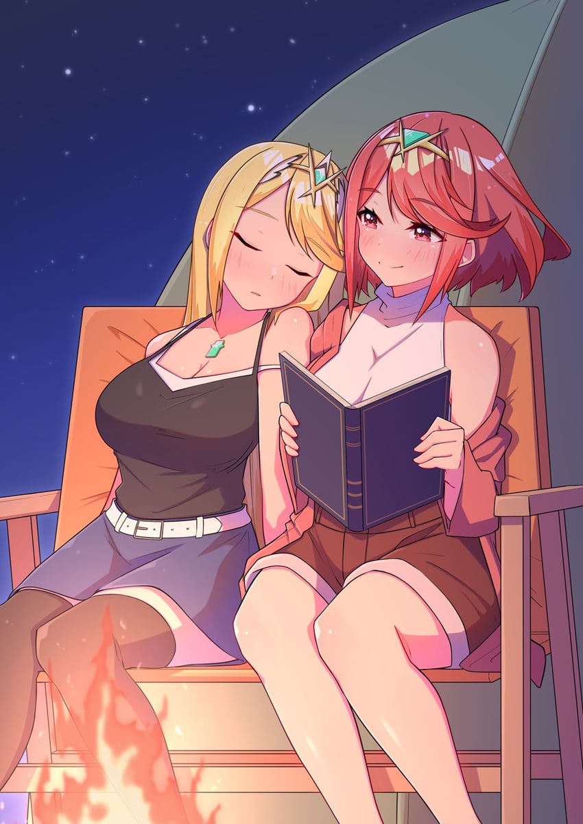 pyra and mythra (xenoblade chronicles and 1 more) drawn by osora_(judithandlilith)