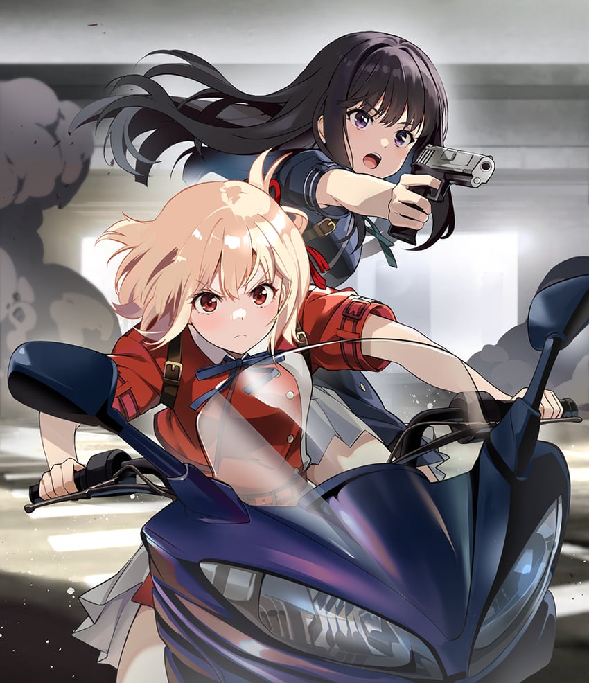 nishikigi chisato and inoue takina (lycoris recoil) drawn by nyoro_(nyoronyoro000)