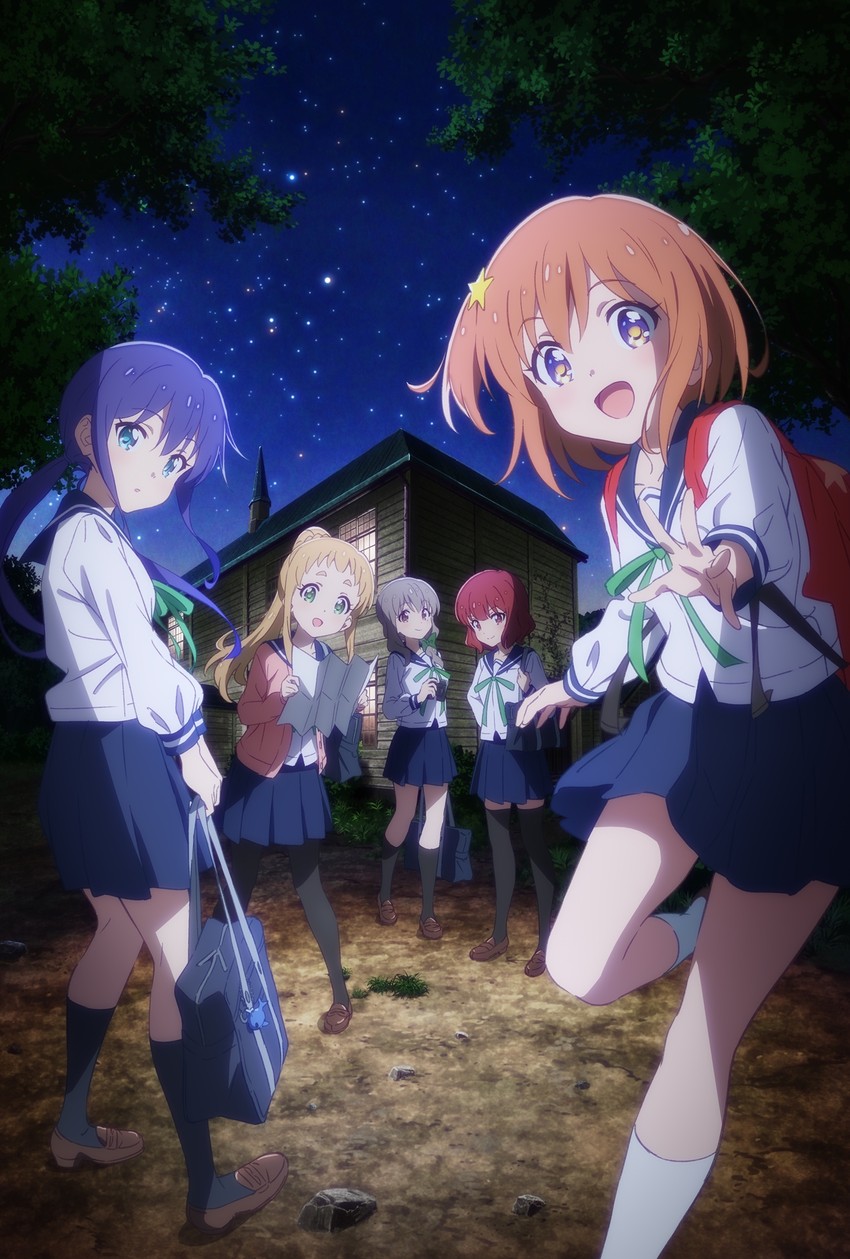 manaka ao, konohata mira, inose mai, sakurai mikage, and morino mari (koisuru asteroid)
