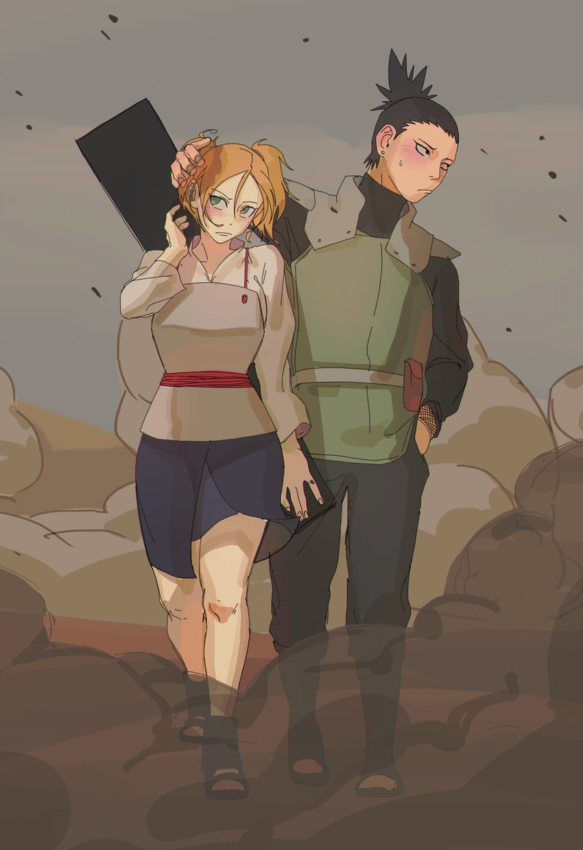 temari and nara shikamaru (naruto and 1 more) drawn by sna9_104