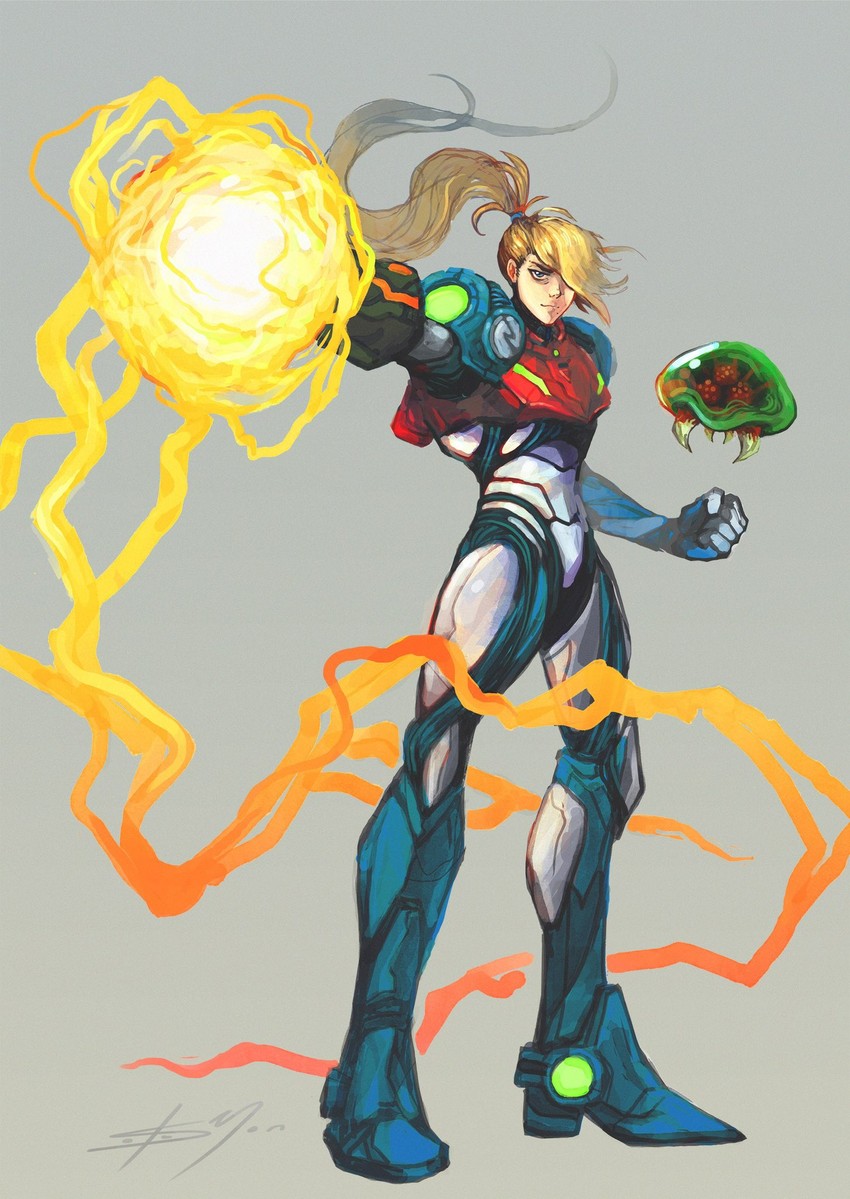 samus aran (metroid and 1 more) drawn by solomonmcman