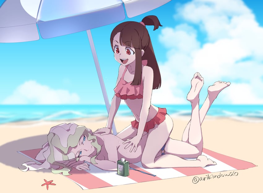 kagari atsuko and diana cavendish (little witch academia) drawn by arikindows10