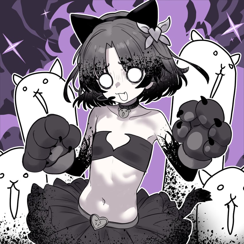 cat and crazed moneko (nyanko daisensou) drawn by ebora