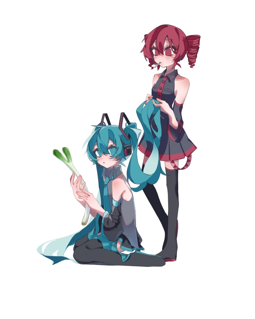 hatsune miku and kasane teto (vocaloid and 1 more) drawn by ksn_htn