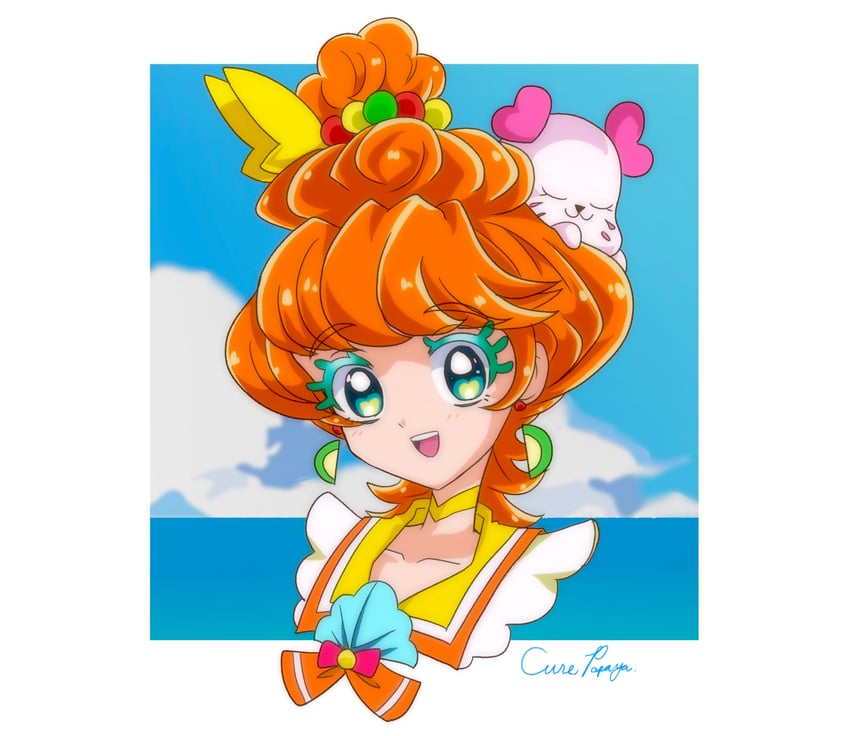 ichinose minori, kururun, and cure papaya (precure and 1 more) drawn by sind_ngmhn28