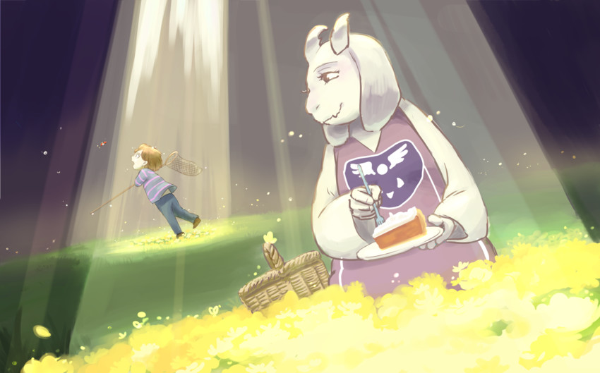 frisk and toriel (undertale) drawn by tenperu_tapio