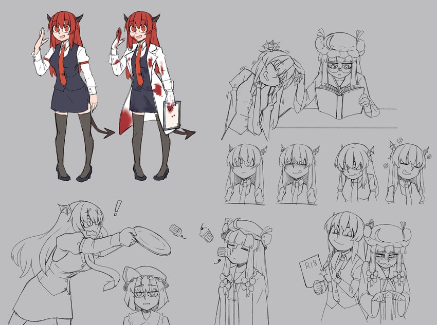 remilia scarlet, patchouli knowledge, and koakuma (touhou and 1 more) drawn by allenfan