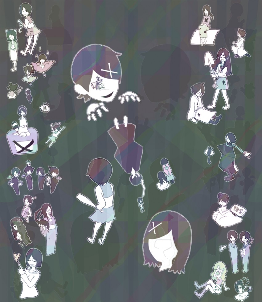 itoshiki nozomu, fuura kafuka, komori kiri, kitsu chiri, kobushi abiru, and 21 more (sayonara zetsubou sensei) drawn by misada_(kg-521)
