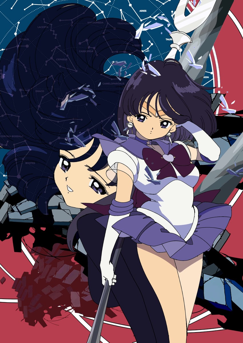tomoe hotaru, sailor saturn, and super sailor saturn (bishoujo senshi sailor moon) drawn by edoya_inuhachi