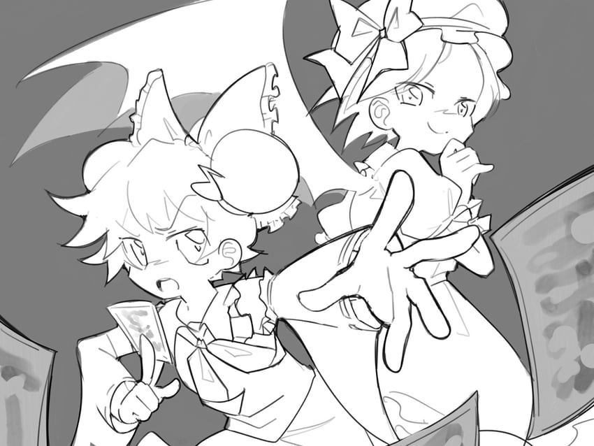 hakurei reimu and remilia scarlet (touhou and 1 more) drawn by aolyxe