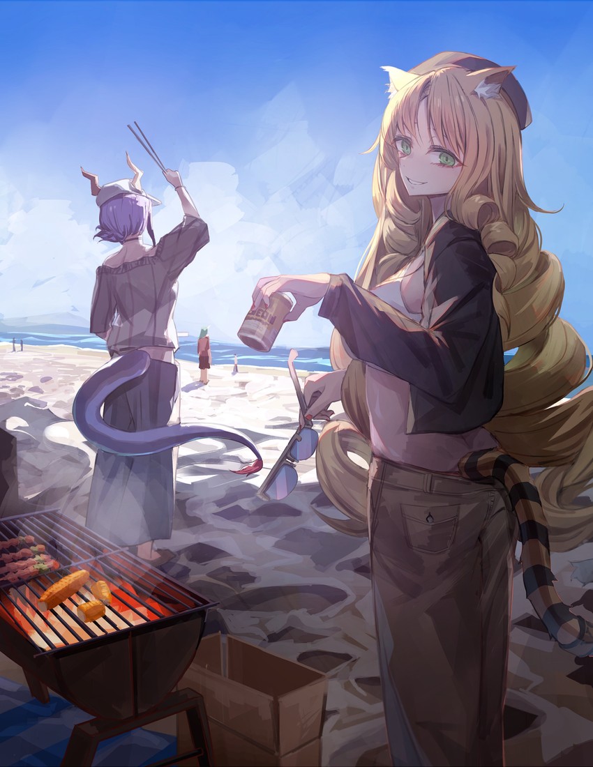 ch'en, hoshiguma, and swire (arknights) drawn by miyabino_(miyabi1616)