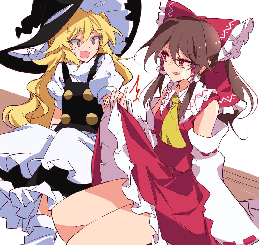 hakurei reimu and kirisame marisa (touhou) drawn by ichimura_kanata