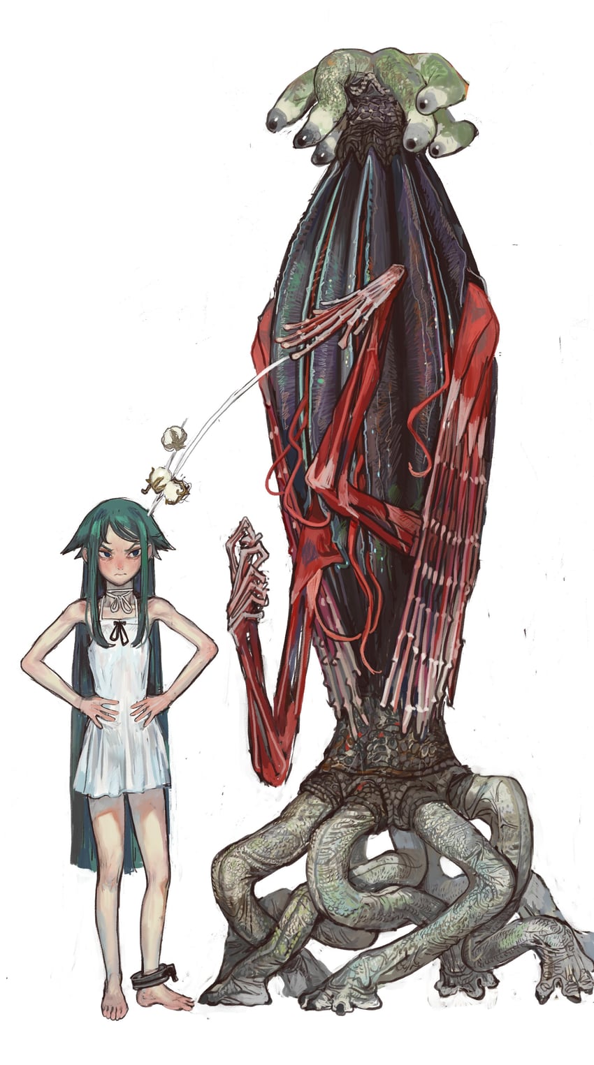 saya and elder thing (cthulhu mythos and 2 more) drawn by mossacannibalis