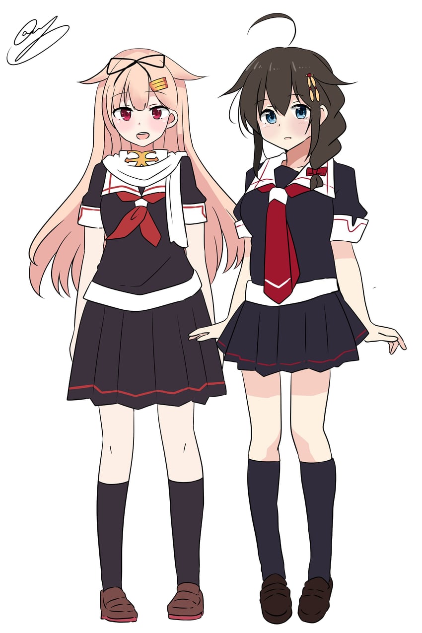 shigure, yuudachi, shigure kai ni, and yuudachi kai ni (kantai collection) drawn by noruren