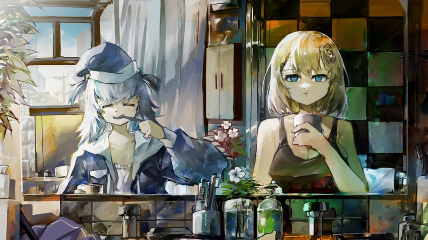 gawr gura and watson amelia (hololive and 1 more) drawn by vyragami