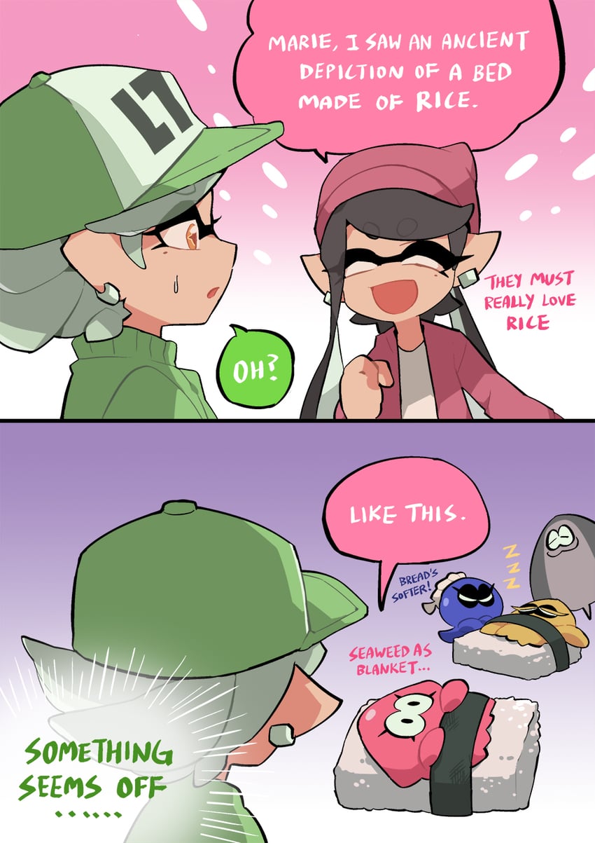 shiver, frye, big man, callie, and marie (splatoon and 1 more) drawn by gomipomi