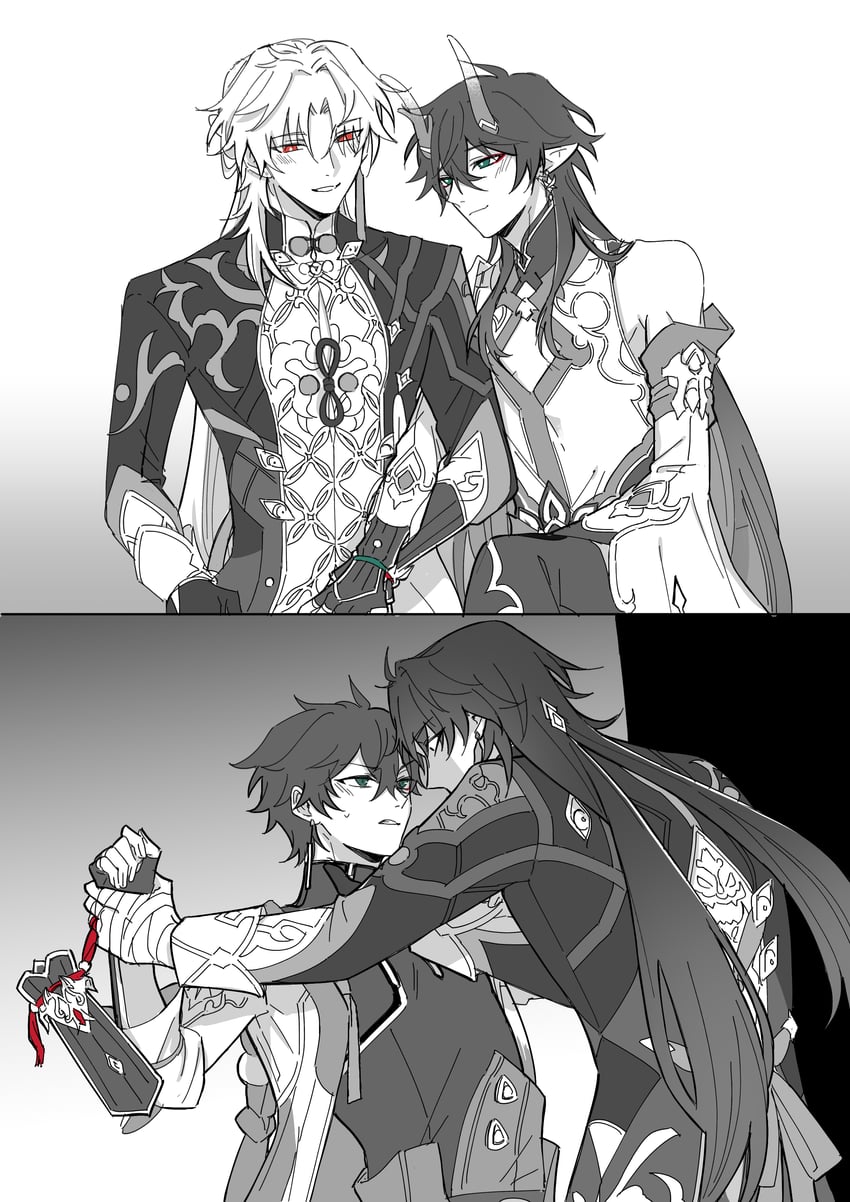 dan heng, blade, and yingxing (honkai and 1 more) drawn by mirukupowda