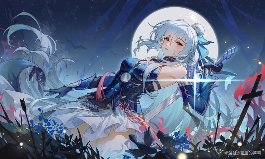 jingliu (honkai and 1 more) drawn by huahua_deluwei