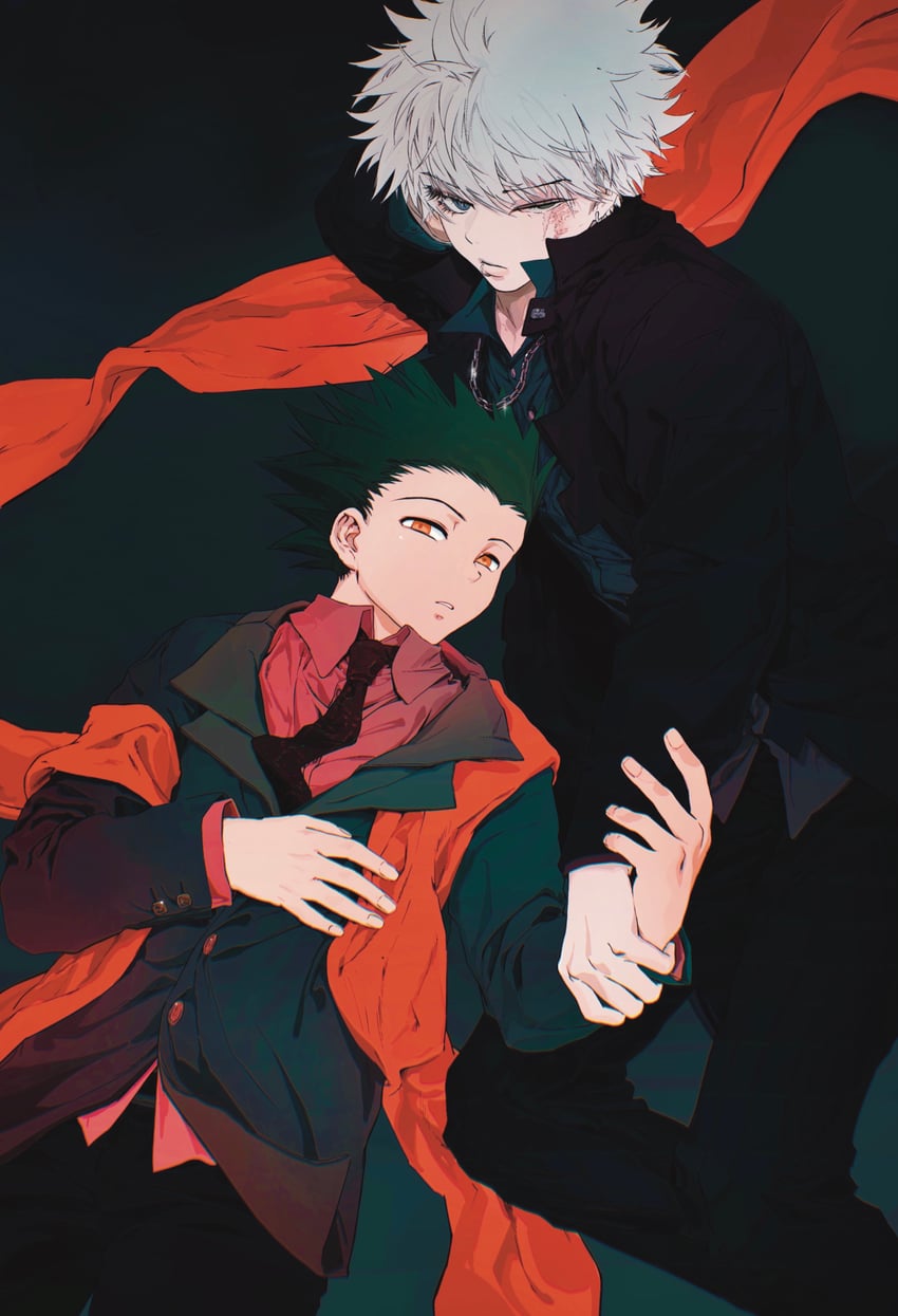 killua zoldyck and gon freecss (hunter x hunter) drawn by k.g_(matsumoto_zo)