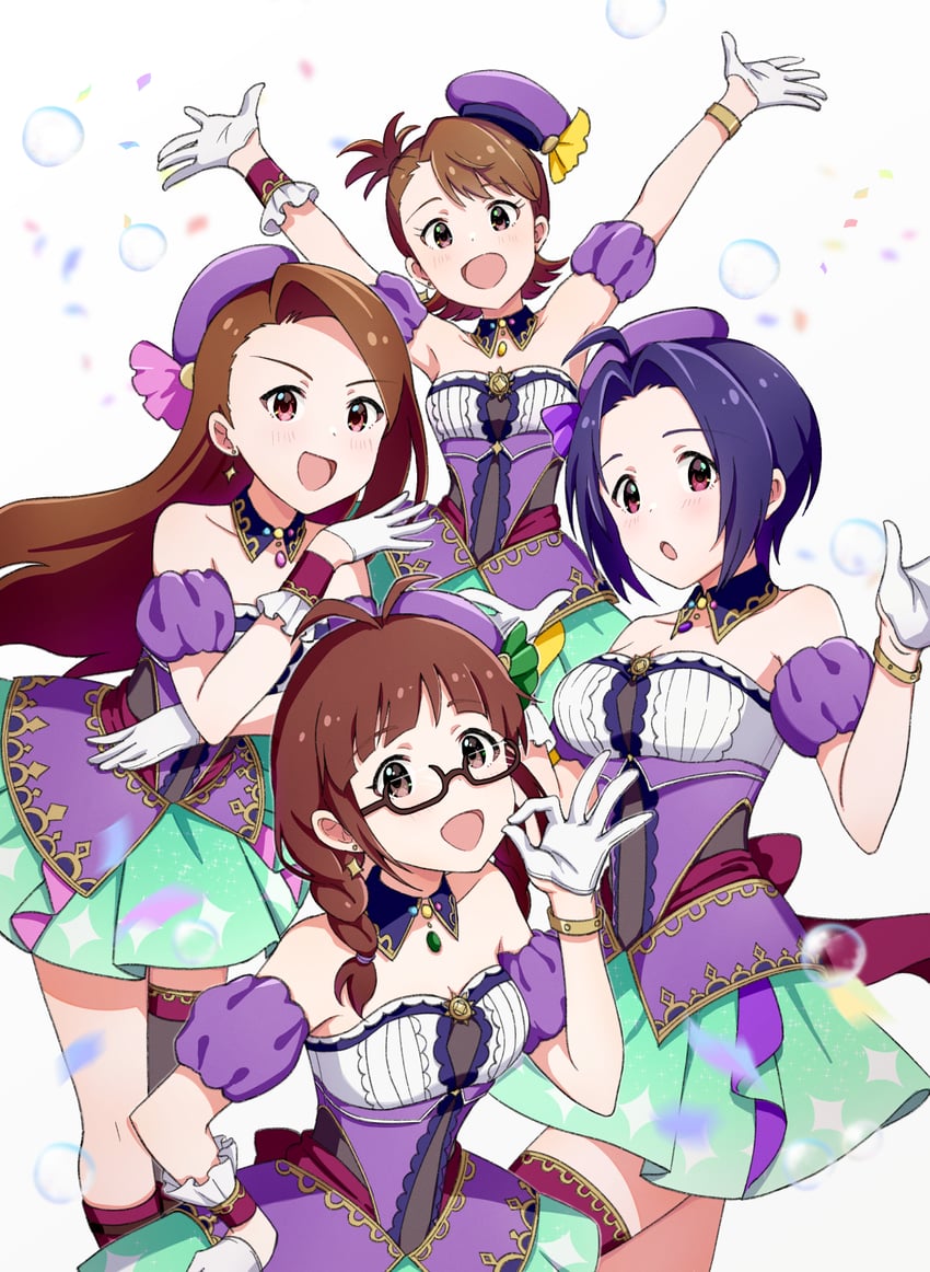 minase iori, miura azusa, akizuki ritsuko, and futami ami (idolmaster and 2 more) drawn by mogukichi_aka