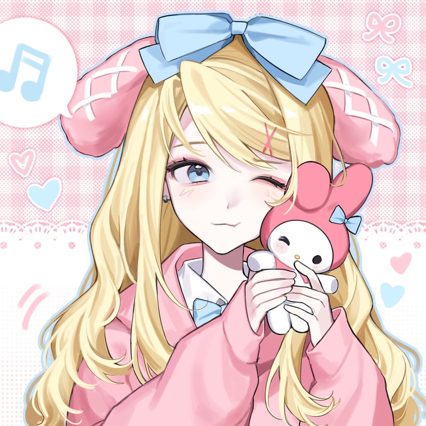 my melody and winry rockbell (sanrio and 2 more) drawn by ebina_(hfn29852262)