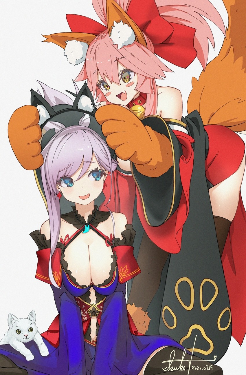 tamamo, miyamoto musashi, and tamamo cat (fate and 1 more) drawn by harada_isuka