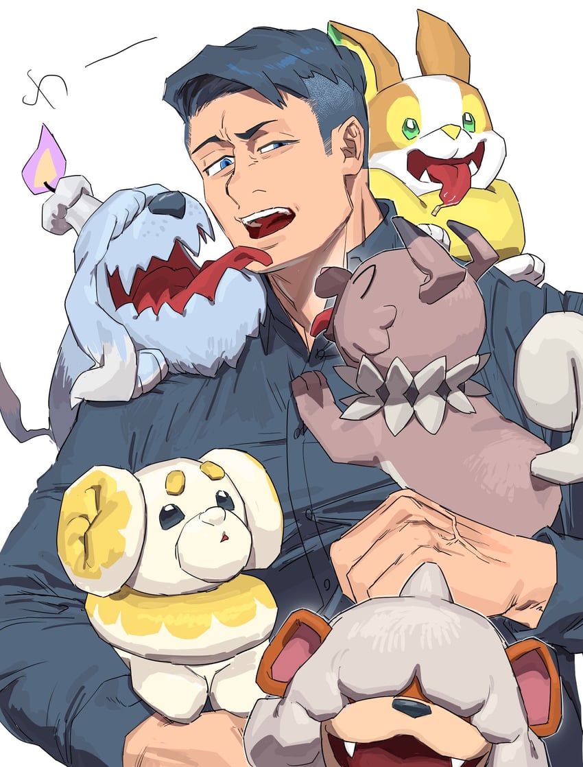 yamper, growlithe, rockruff, fidough, greavard, and 1 more (pokemon and 1 more) drawn by yochiyochi