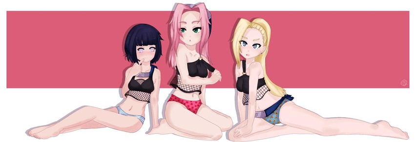 haruno sakura, hyuuga hinata, and yamanaka ino (naruto) drawn by marisupial